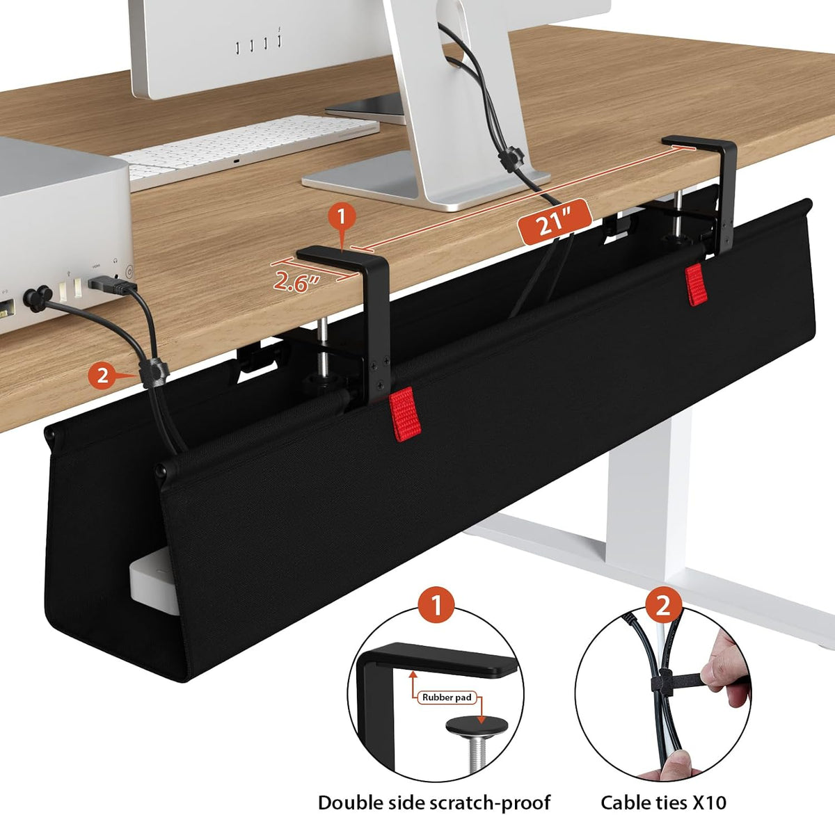 No Drill Under Desk Cable Tray
