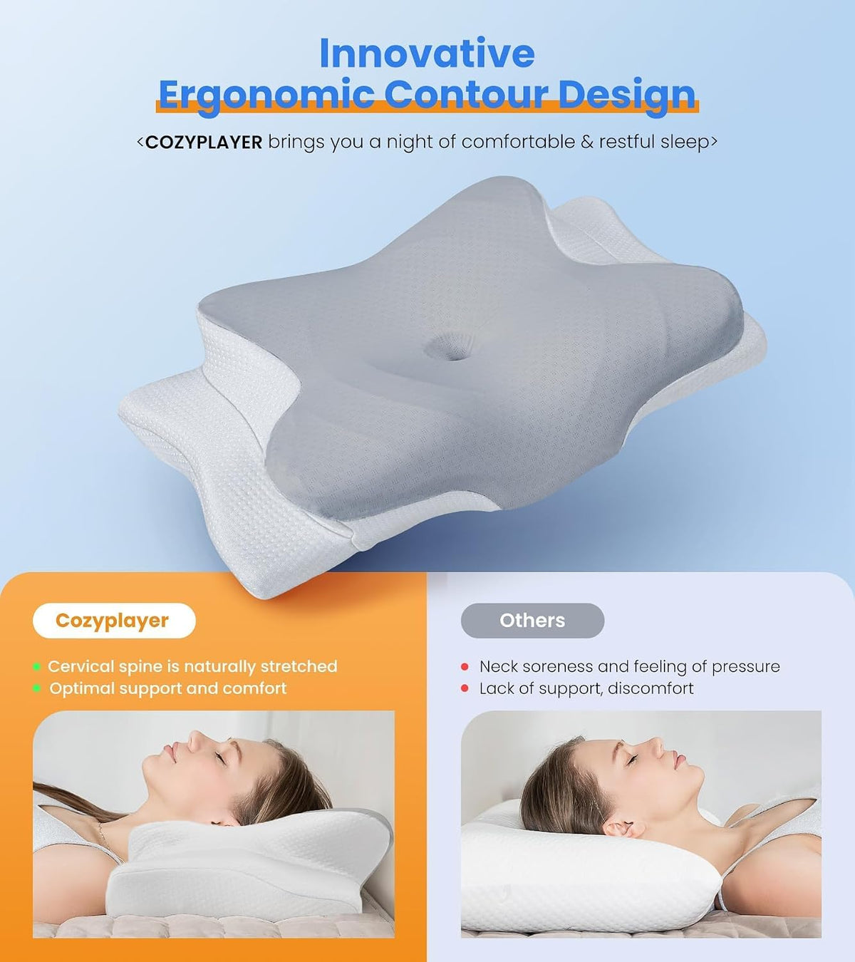 Cooling Memory Foam Neck Support Pillow - Image 2