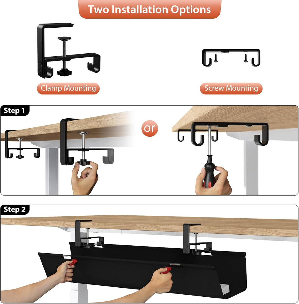 No Drill Under Desk Cable Tray
